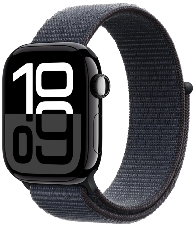 Apple Watch Series 10 Sport Loop, 46 мм, черный глянец